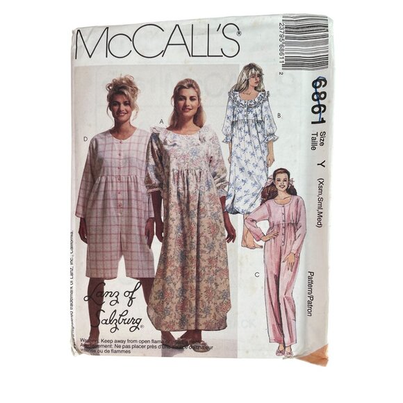 90s McCalls 6861 Misses Nightgown and Jumpsuit Pattern Size Y XS-Medium UNCUT - Picture 2 of 7